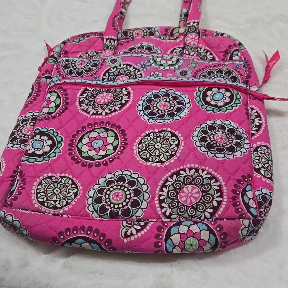Vera Bradley large computer, book bag. Pink, blue, green, white, burgundy
